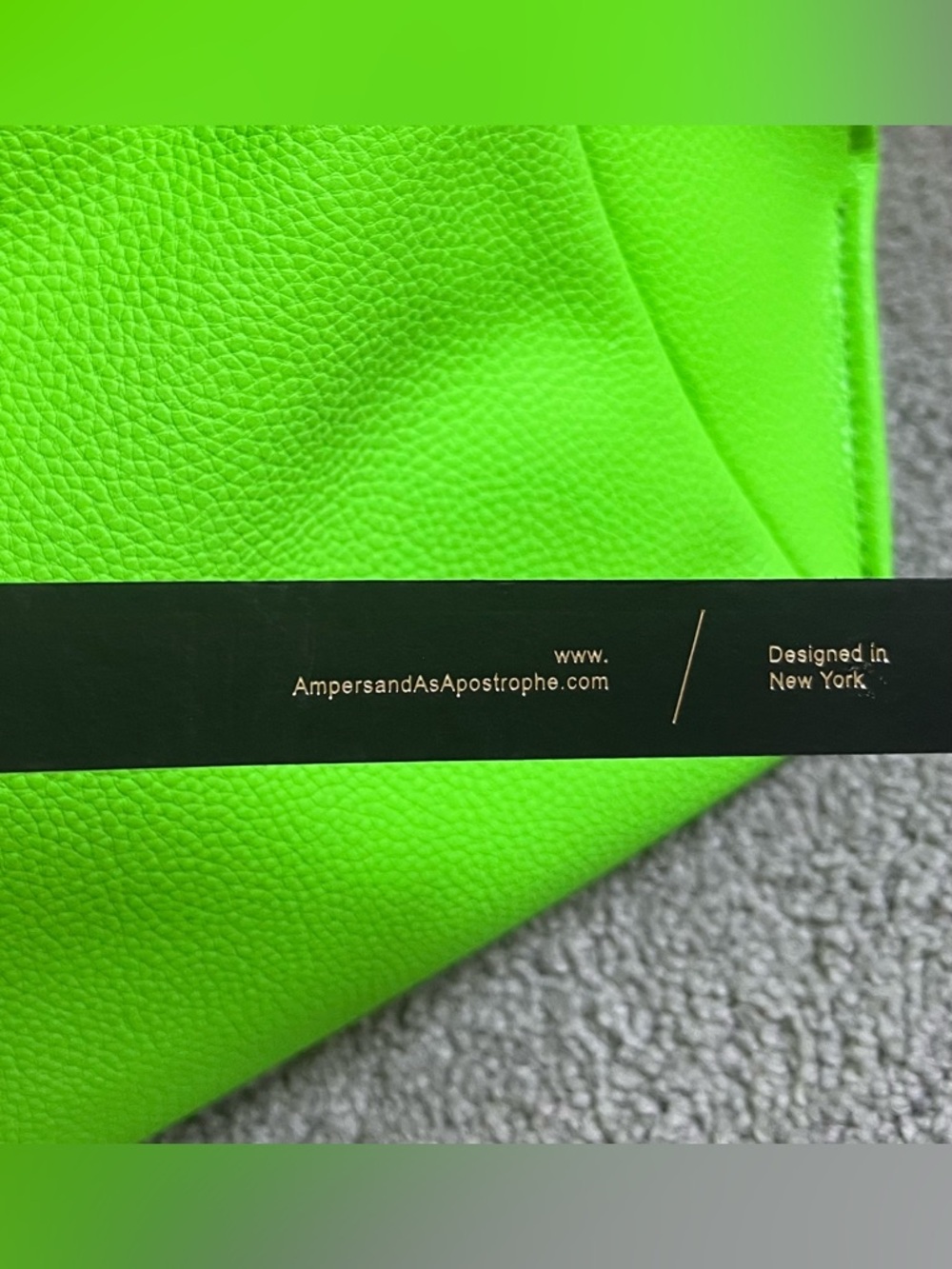 NWT Ampersand As Apostrophe 100% Genuine Leather Neon Green Half Tote - Picture 9 of 11